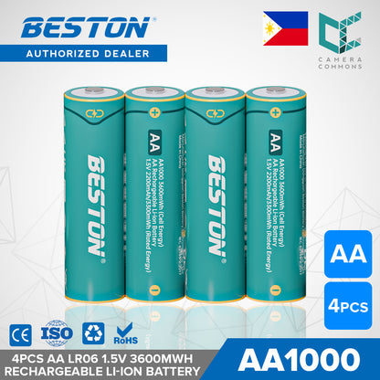 Beston AA1000 LR06 AA 1.5V 3600mwh Rechargeable Lithium Ion Battery Li-ion