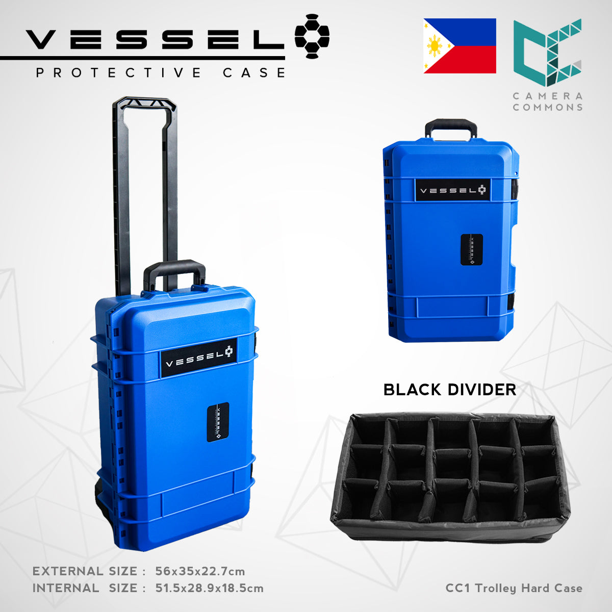 VESSEL CC1 Trolley Hard Case Green Camera Photography Equipment Case (Blue)