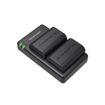 RAVPower LP-E6 Camera Battery Charger with 2pcs Batteries Set for Canon Cameras LPE6