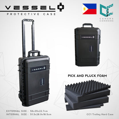 VESSEL CC1 Trolley Hard Case Camera Photography Equipment Case with Wheels (Black)