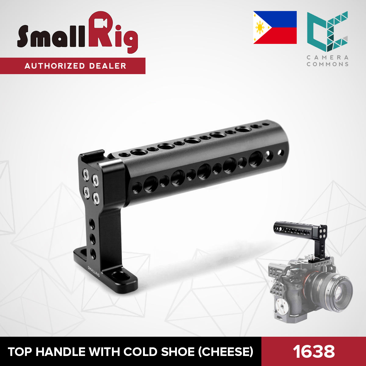 SmallRig Top Handle Cheese Grip with Cold Shoe Base for Digital DSLR Camera 1638