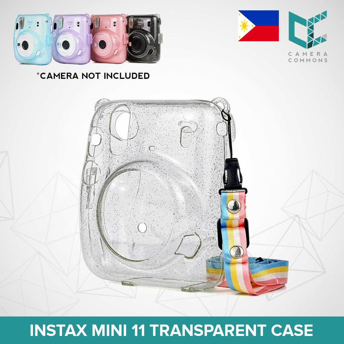 Clear Glitter Case for Fujifilm Instax Mini 11 Mini 12 Camera Transparent Protective Crystal Cover