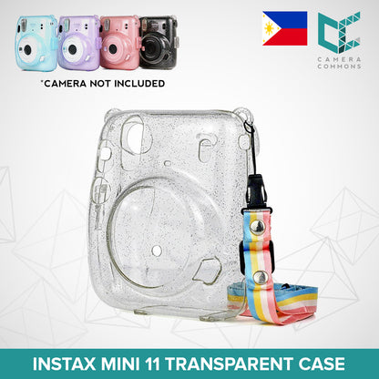 Clear Glitter Case for Fujifilm Instax Mini 11 Mini 12 Camera Transparent Protective Crystal Cover