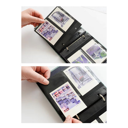 Photo Album 100 Sheets Pockets Slots Linen Hardcover 2-Ring Binder for Fujifilm Instax Mini Films