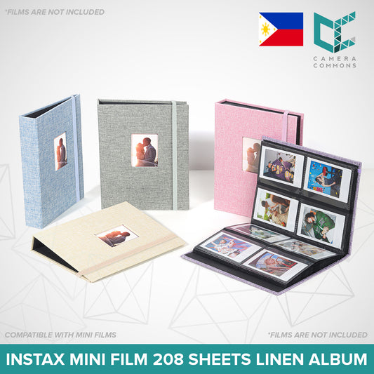 Photo Album 208 Sheets Pockets Slots Plain Cotton Linen for Fujifilm Instax Instant Mini Films