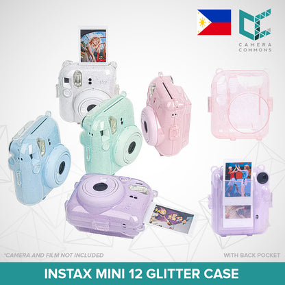 Clear Glitter Case for Fujifilm Instax Mini 11 Mini 12 Camera Transparent Protective Crystal Cover