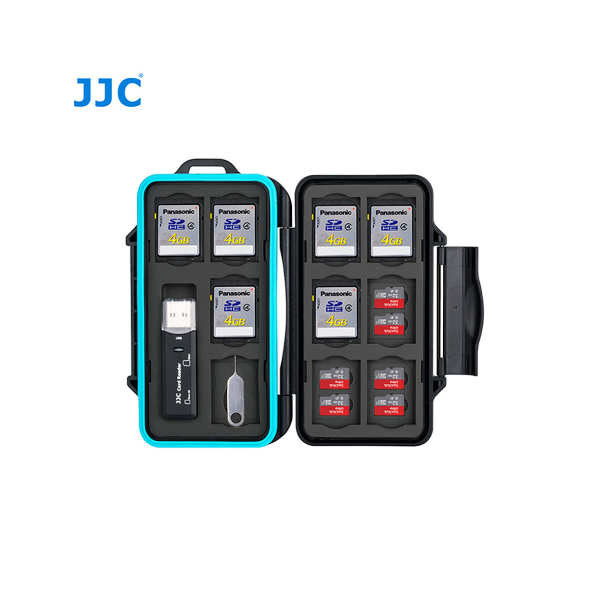 JJC Memory Card Case can store SD x 10, TF x 16, Micro SIM x 2, Nano SIM x 2 (MCR-STS30)