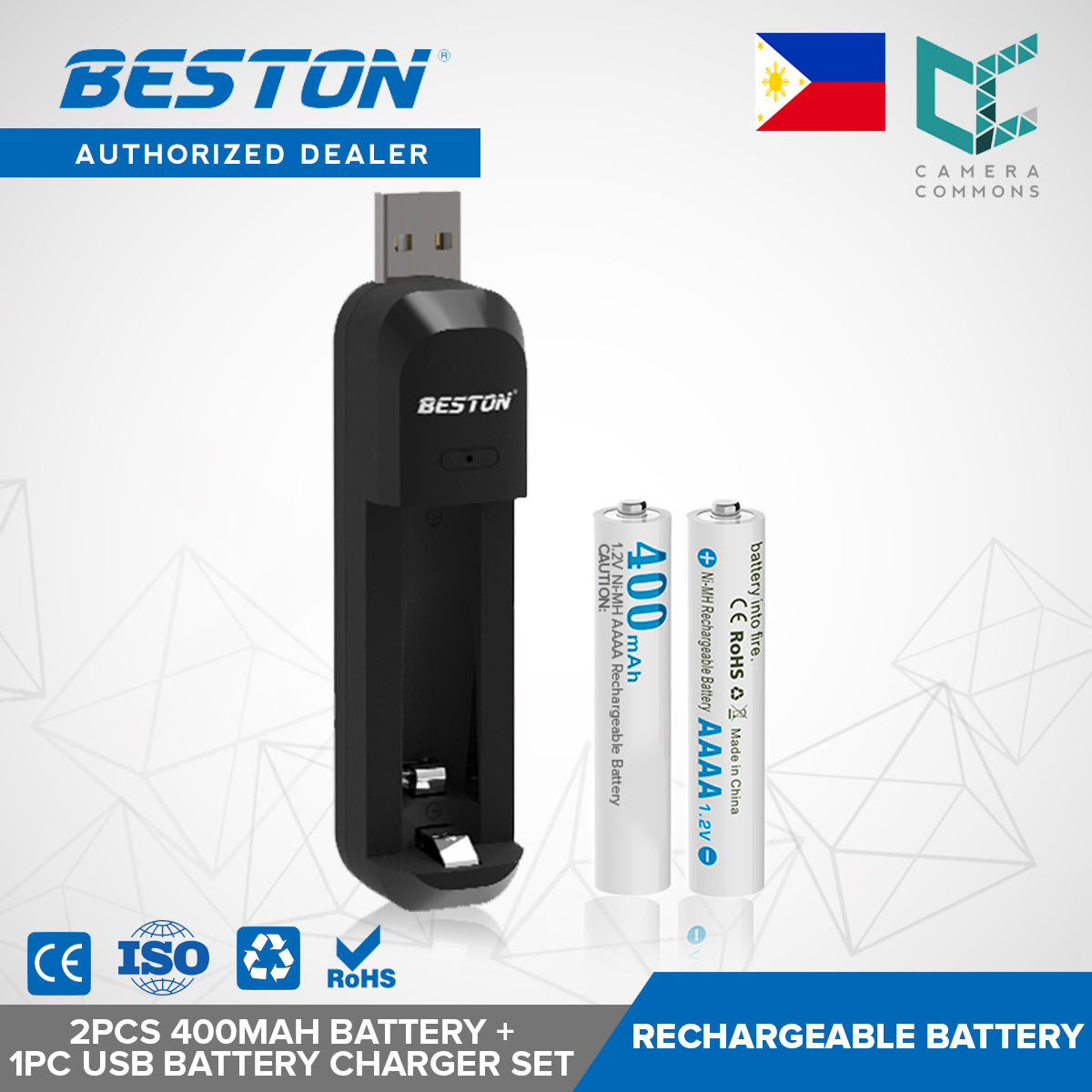 Beston 2pcs 4A AAAA 1.2V Battery + 1pc USB Battery Charger for AA/AAA/AAAA Set