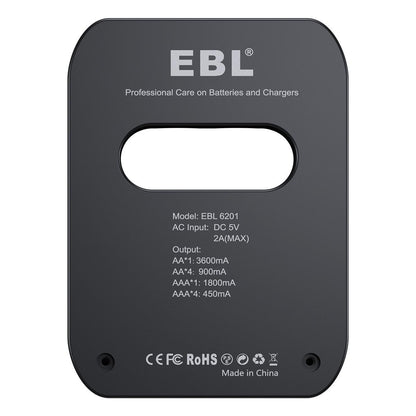 EBL 4 Bay Smart Battery Charger for AA AAA Ni-MH Rechargeable Batteries NiMh Camera Commons PH