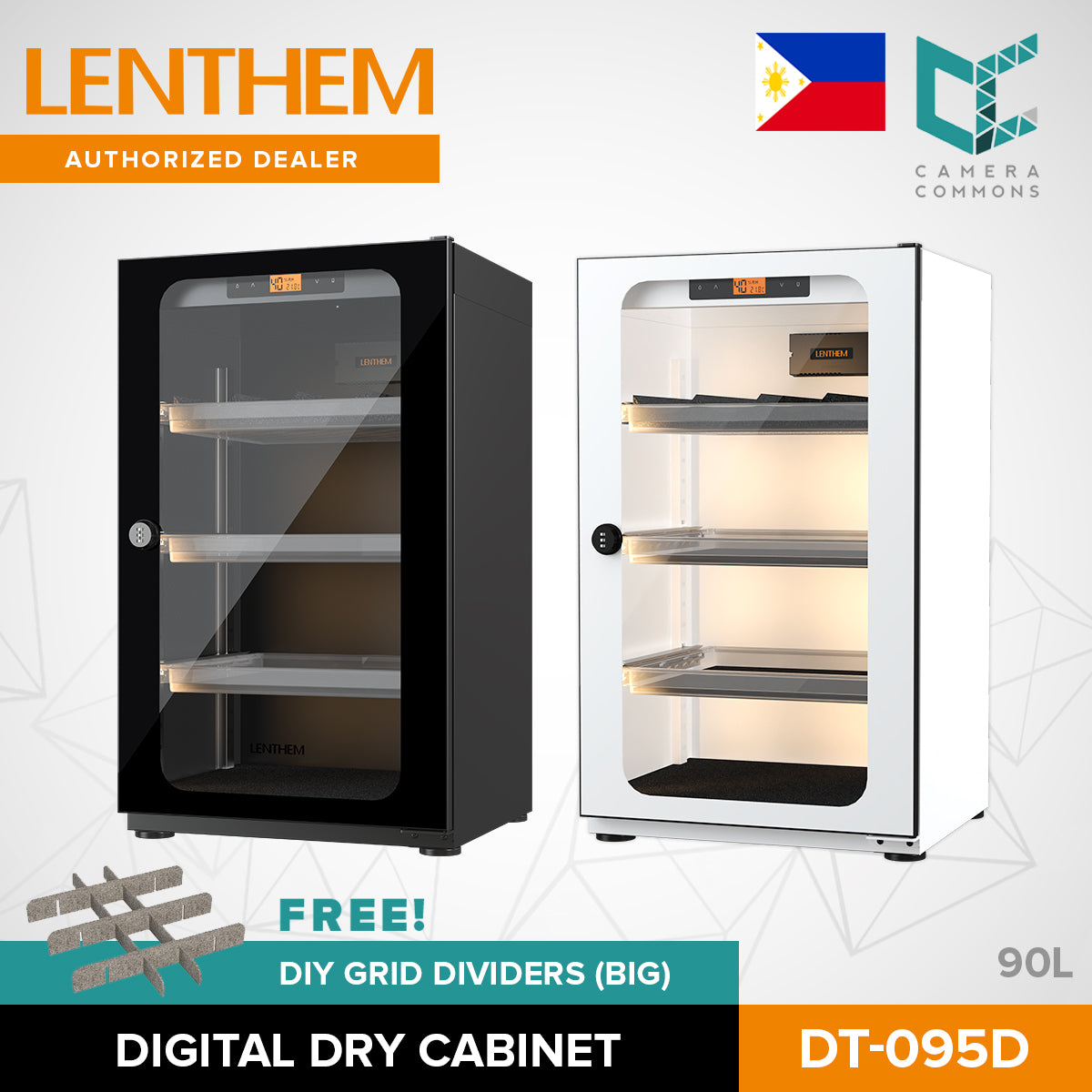 LENTHEM Dry Cabinet Box Storage DT Series Electronic Moisture-Proof Photo Equipment for Camera Lens with Mechanical Lock DT-025D DT-035D DT-045D DT-055D DT-075D DT-095D