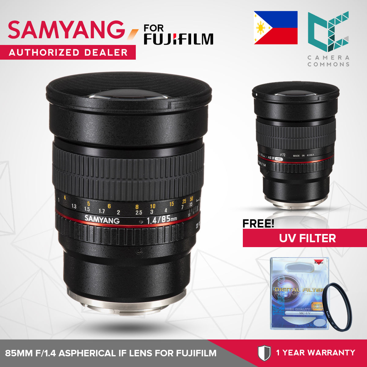 Samyang 85mm f/1.4 Aspherical IF Lens for Fujifilm X-Mount Cameras