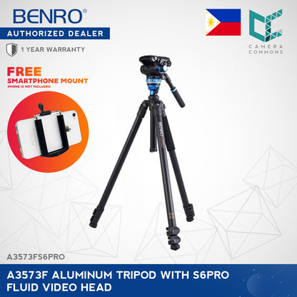 Benro A3573F Aluminum Tripod with S6Pro Fluid Video Head A3573FS6PRO