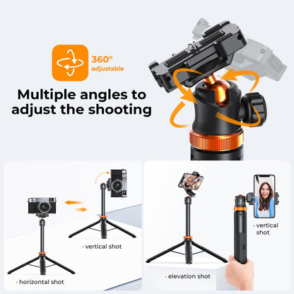 K&F Concept MS04 62'' 1.58m Phone Tripod Selfie Stick with Bluetooth Remote Control + GoPro Adapter