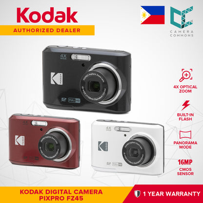 Kodak PIXPRO FZ45 Digital Camera Point & Shoot 16MP 27mm Wide-Angle 4x Optical Zoom 1080 Full HD