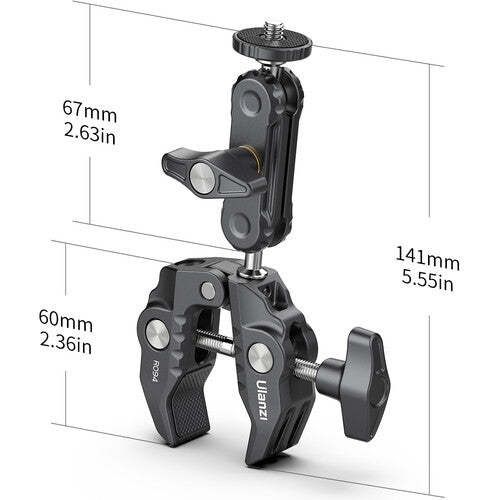 Ulanzi R094 Super Clamp with 2.6" Ball Head Arm Mount Wingnut Fasteners Photo Camera Equipment 2638