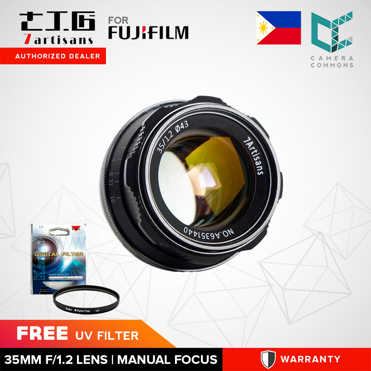 7artisans 35mm f/1.2 II Photoelectric Manual Focus Lens for Fujifilm Camera