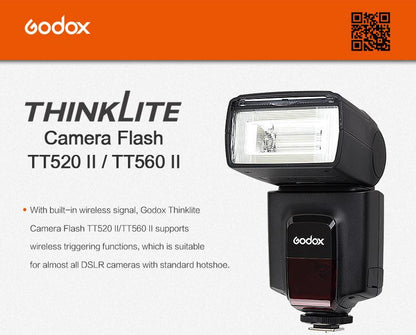 Godox Thinklite Camera Flash TT520II with Build-in 433MHz Wireless Signal for Canon Nikon Pentax Olympus DSLR Cameras Flash TT520