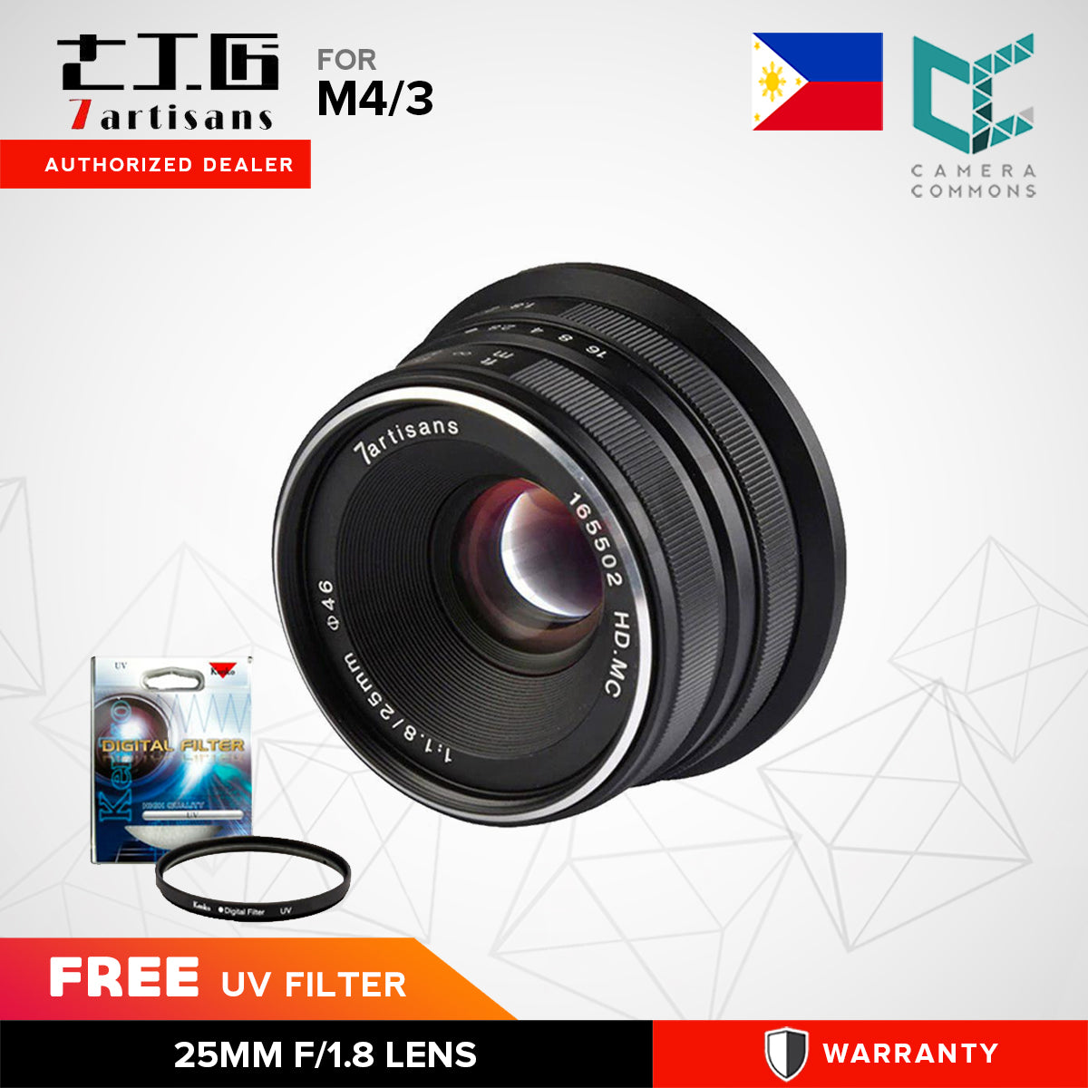 7artisans 25mm f/1.8 Manual Focus Prime Fixed Lens for Olympus and Micro Four Thirds MFT M4/3 Cameras