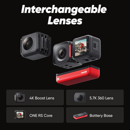 Insta360 ONE RS Twin Edition Action Camera 2 in 1 Interchangeable 4K Lens and 360 Lens