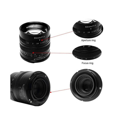 7artisans 55mm f/1.4 Photoelectric Manual Focus Lens for Canon EOS-M Mount Camera