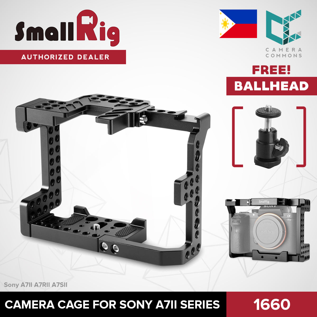 SmallRig Camera Cage for Sony A7II A7RII A7SII ILCE-7M2 A72 A7R2 ILCE-7RM2 ILCE-7SM2 1660