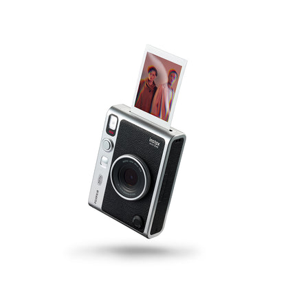 FUJIFILM Instax Mini Evo Hybrid Instant Camera Black and Brown with Mini Glossy Instant Film Sheets Direct Printing