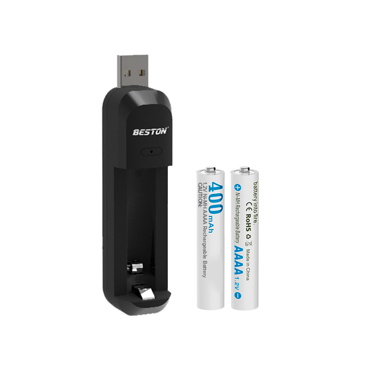 Beston 2pcs 4A AAAA 1.2V Battery + 1pc USB Battery Charger for AA/AAA/AAAA Set