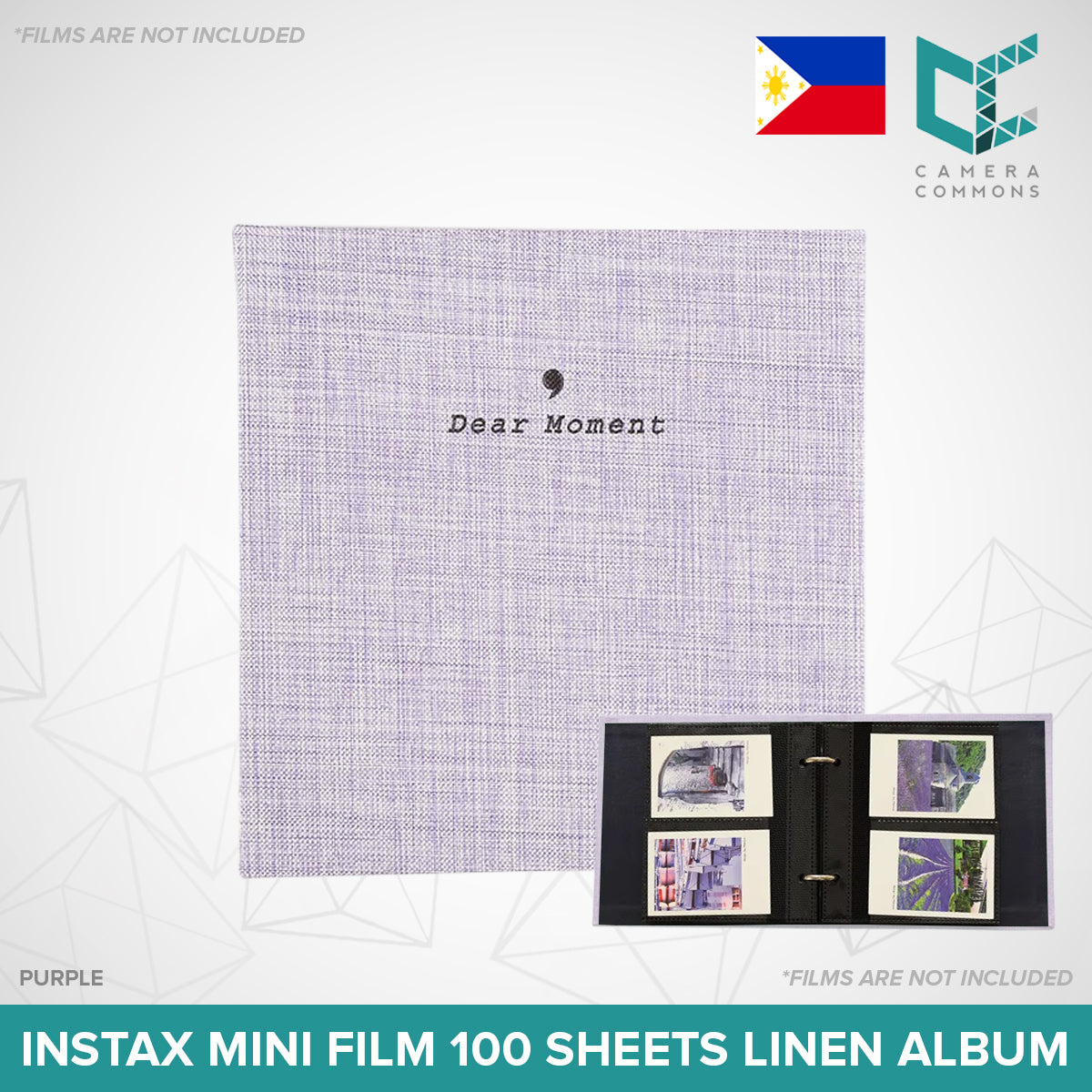 Photo Album 100 Sheets Pockets Slots Linen Hardcover 2-Ring Binder for Fujifilm Instax Mini Films