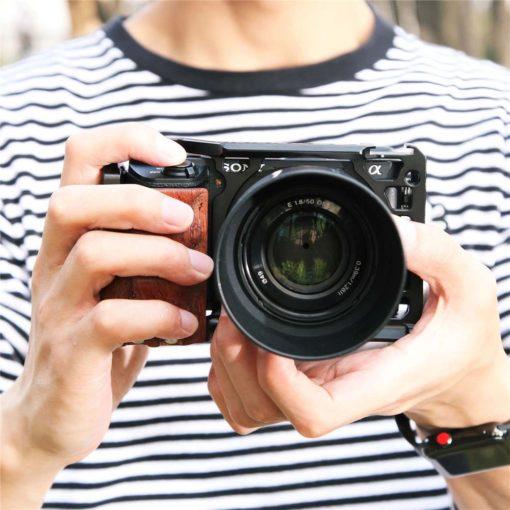 SmallRig Camera Cage with Wooden Handgrip Grip Kit for Sony A6500 2097