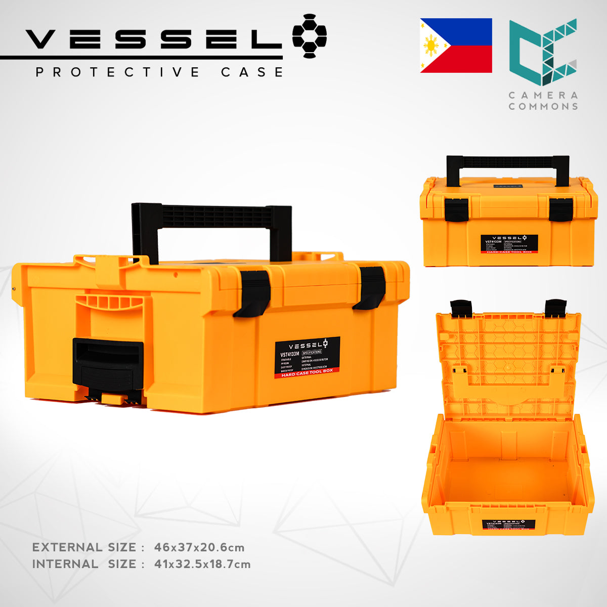 VESSEL VST4133S Small Hard Case Tool Box For Hardware Tools and Equipment VST4133 Stackable