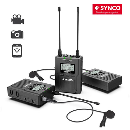 Synco WMic-T2 96-Channel UHF Metal Wireless Microphone with Dual Transmitters and Receiver Audio