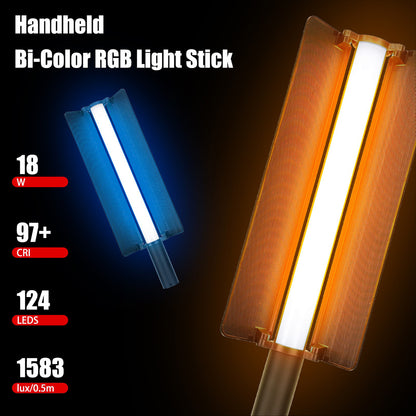 LUXCEO P520 RGB LED Light Wand Stick With Barndoor Built-in Battery 36 Colors Studio Tiktok Lighting