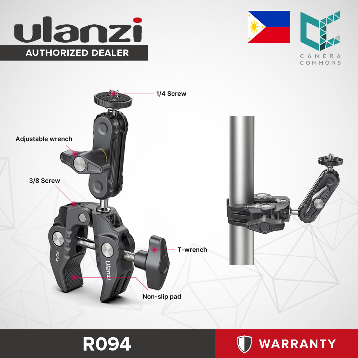 Ulanzi R094 Super Clamp with 2.6" Ball Head Arm Mount Wingnut Fasteners Photo Camera Equipment 2638