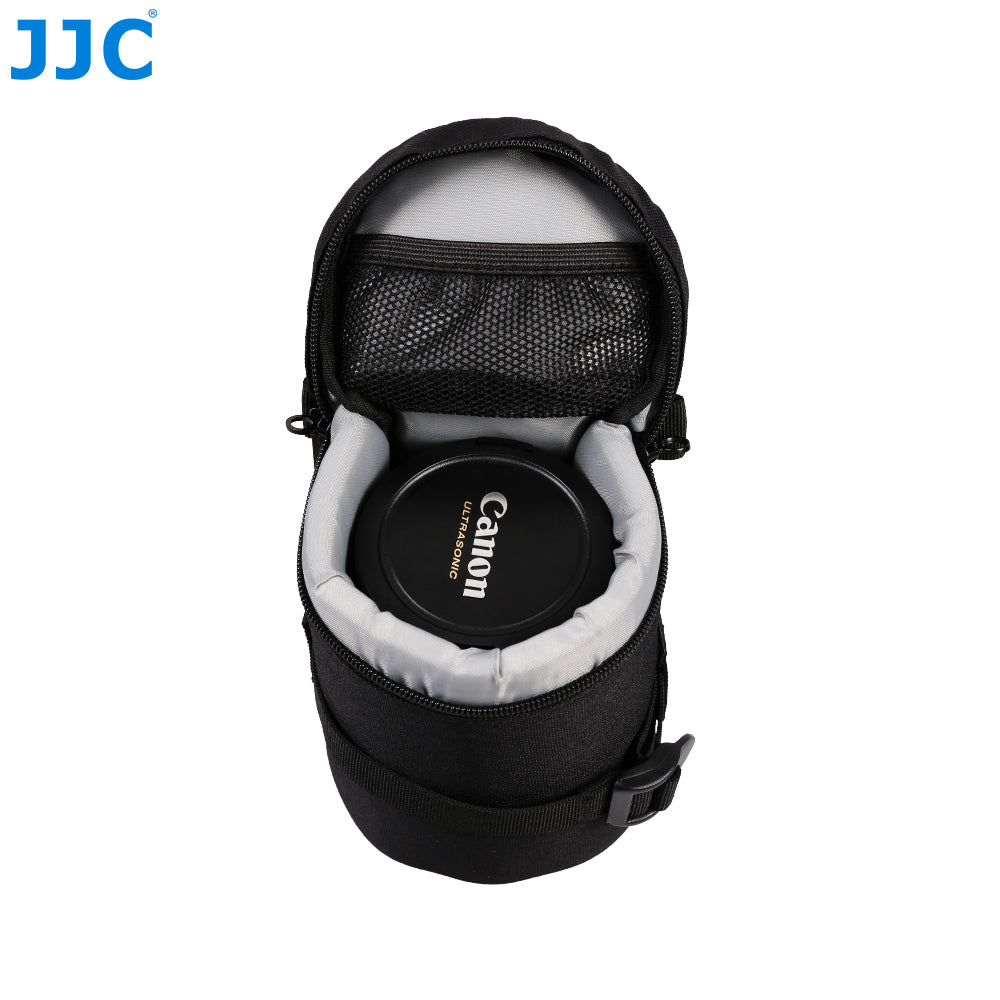 JJC Lens Pouch – Compact Padded Camera Lens Case with Belt Loop, Secure Velcro Flap & Zipper Top