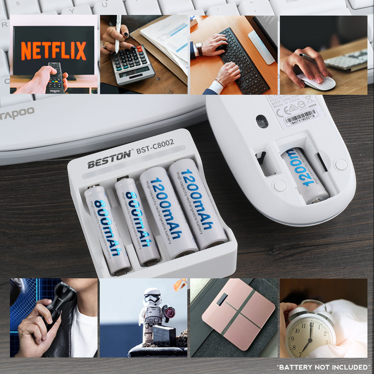 Beston C8002 4-Bay Charger Battery Charger for AA / AAA Rechargeable Battery BST-C8002