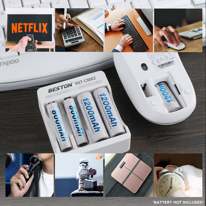 Beston C8002 4-Bay Charger Battery Charger for AA / AAA Rechargeable Battery BST-C8002