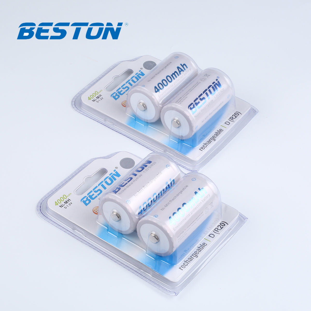 Beston Pack of 2pcs C size 4000mAh Rechargeable Battery