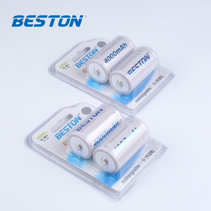 Beston Pack of 2pcs C size 4000mAh Rechargeable Battery
