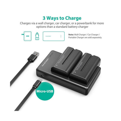RAVPower NP-F550 Camera Battery Charger with 2pcs Batteries Set for Sony Cameras NPF550