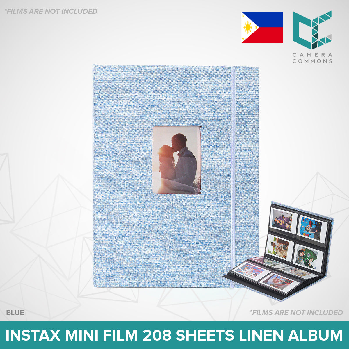 Photo Album 208 Sheets Pockets Slots Plain Cotton Linen for Fujifilm Instax Instant Mini Films