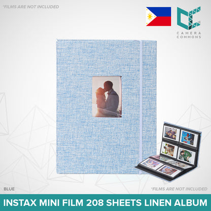 Photo Album 208 Sheets Pockets Slots Plain Cotton Linen for Fujifilm Instax Instant Mini Films