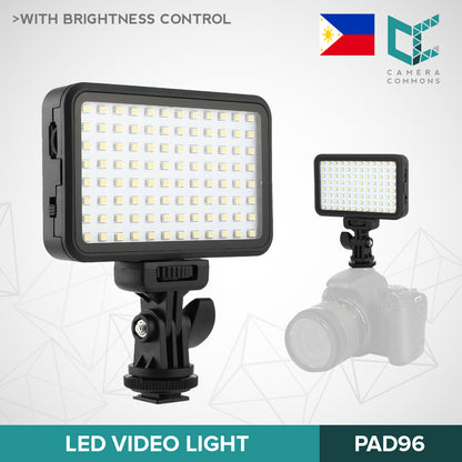 LED Video Light PAD96 6000K Dimmable Fill Continuous Panel for Photography Studio Videography
