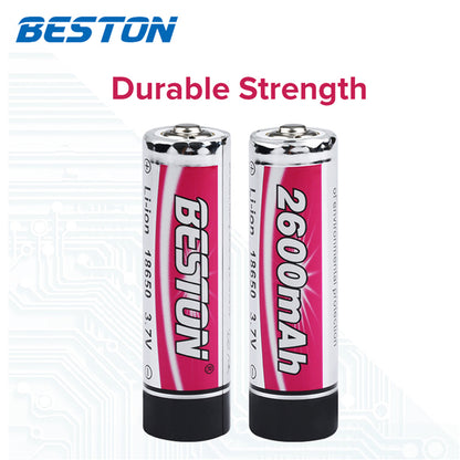 Beston 18650 3.7V Rechargeable Lithium Ion Battery Li-ON Large Capacity 2600MAH (Pointed Top)