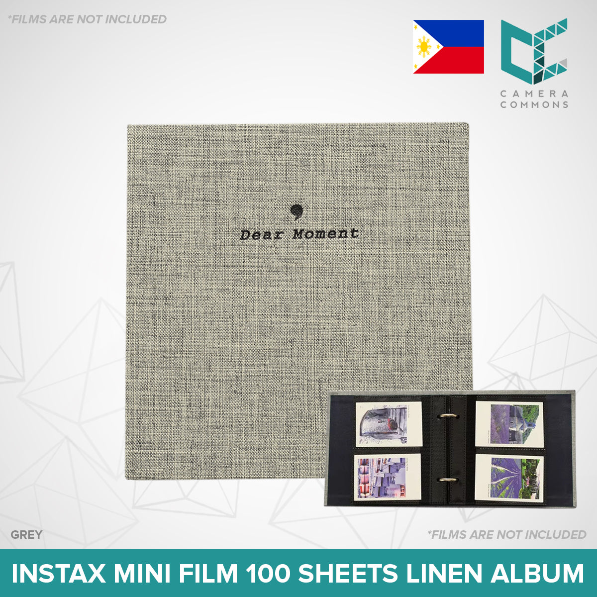 Photo Album 100 Sheets Pockets Slots Linen Hardcover 2-Ring Binder for Fujifilm Instax Mini Films