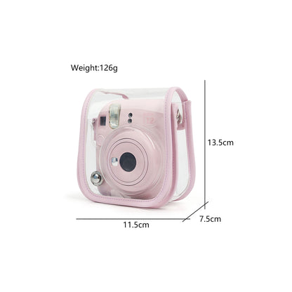 Clear Jelly Case Water Resistant Transparent Protective Cover Sling Bag for Fujifilm Instax Mini 12 Instant Camera