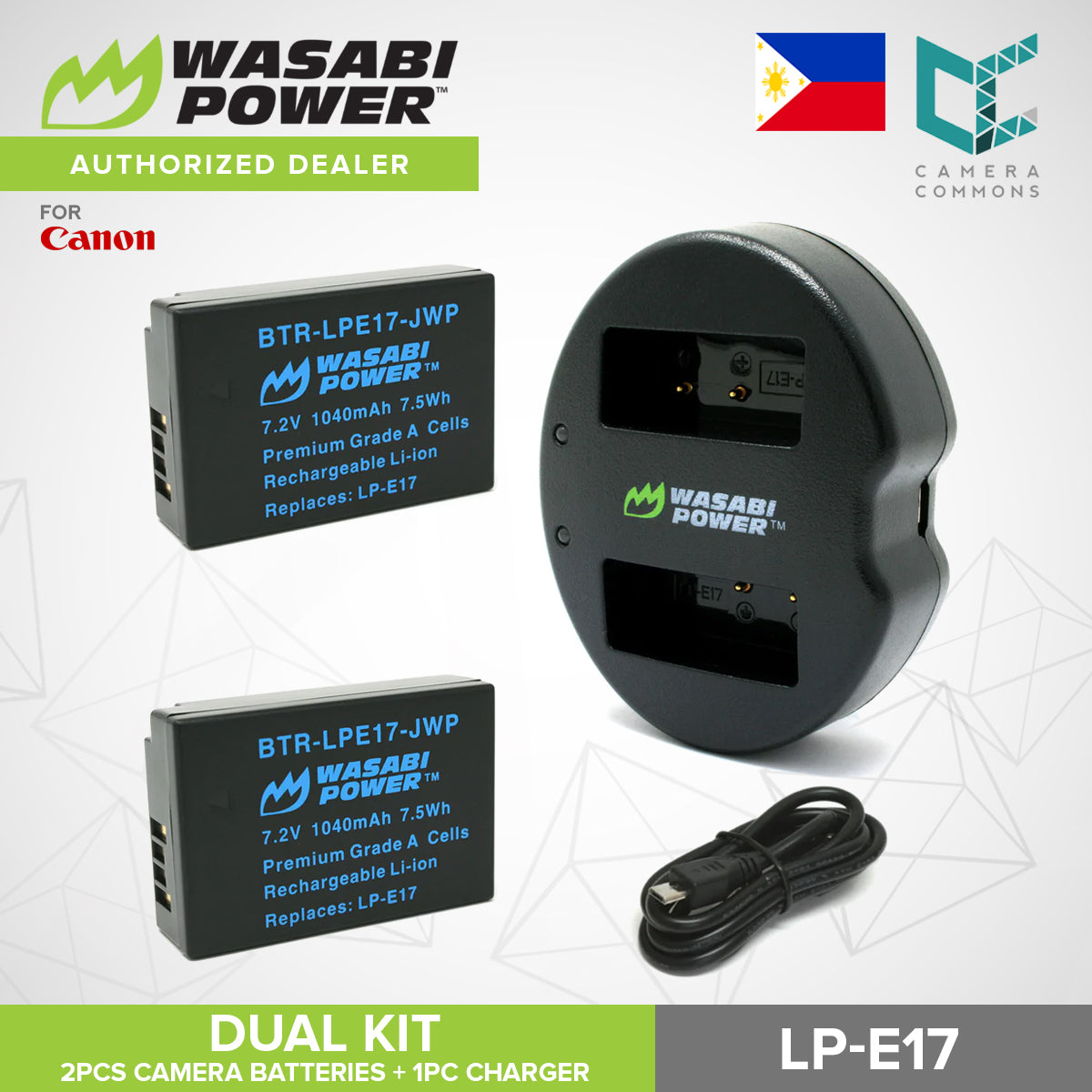 Wasabi Power LP-E17 Dual Kit Battery Charger for Canon Cameras LPE17