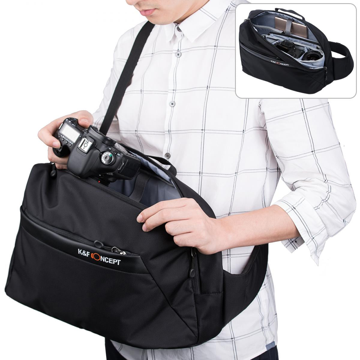 K&F Concept Freeman Series Travel DSLR Sling Camera Backpack for DSLR Mirrorless Camera Travel Photography Bag - KF13.090 FREEMAN