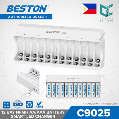 Beston C9025 LED C9025L Smart LCD 12 Bay Charger for Ni-MH AA AAA Battery