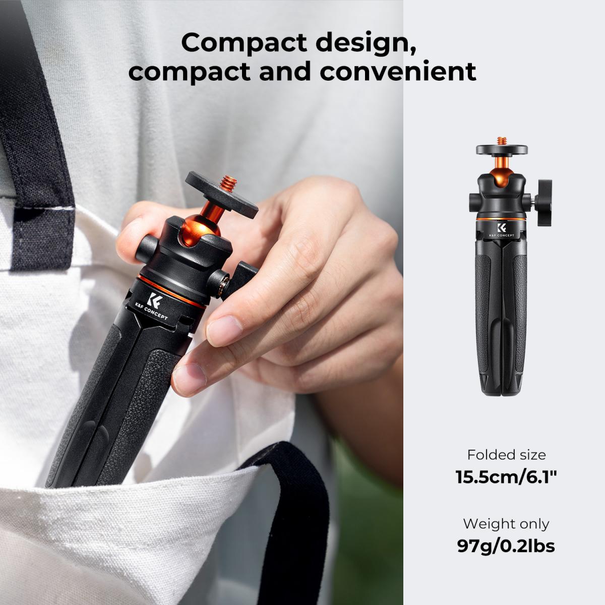 K&F Concept MS02 MS09 13.4'' 34cm Phone Tripod Desktop Stand Selfie Stick with Bluetooth Remote Control