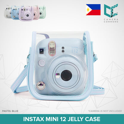 Clear Jelly Case Water Resistant Transparent Protective Cover Sling Bag for Fujifilm Instax Mini 12 Instant Camera